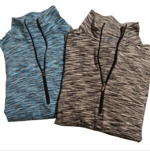 Columbia Women's Quarter Zip Shirts- Blue and Gray Set Of Two